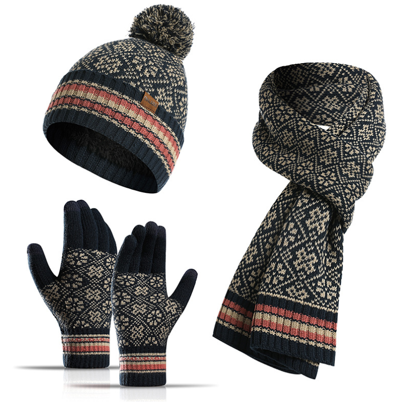Вязаный шарф WoolWarm Hat Шарф Перчатки 3 шт. Наборы для женщин